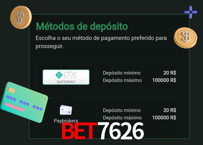 O cassino BET7626 oferece uma grande variedade de métodos de pagamento